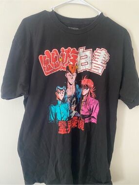 Vintage Style Yu Yu Hakusho Graphic Tee Black Anime Shirt Size XL
